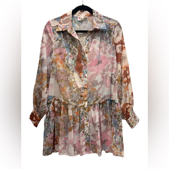 L’Atiste by Amy Sheer Boho Floral Button-Front Tunic Blouse, | Small 🌸🌸🌸 - Picture 2 of 6